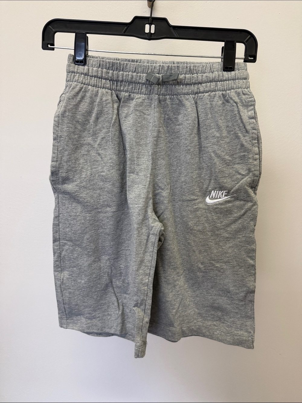 Nike Heather Gray Kids Athletic Shorts with White Logo
